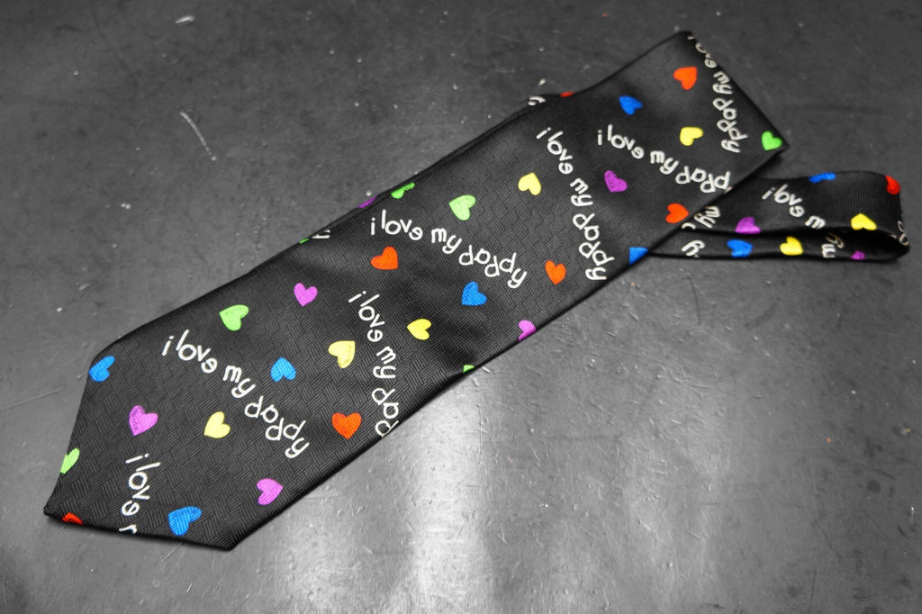 Ralph Marlin 1998 I Love My Daddy Small Hearts Silk Tie Black