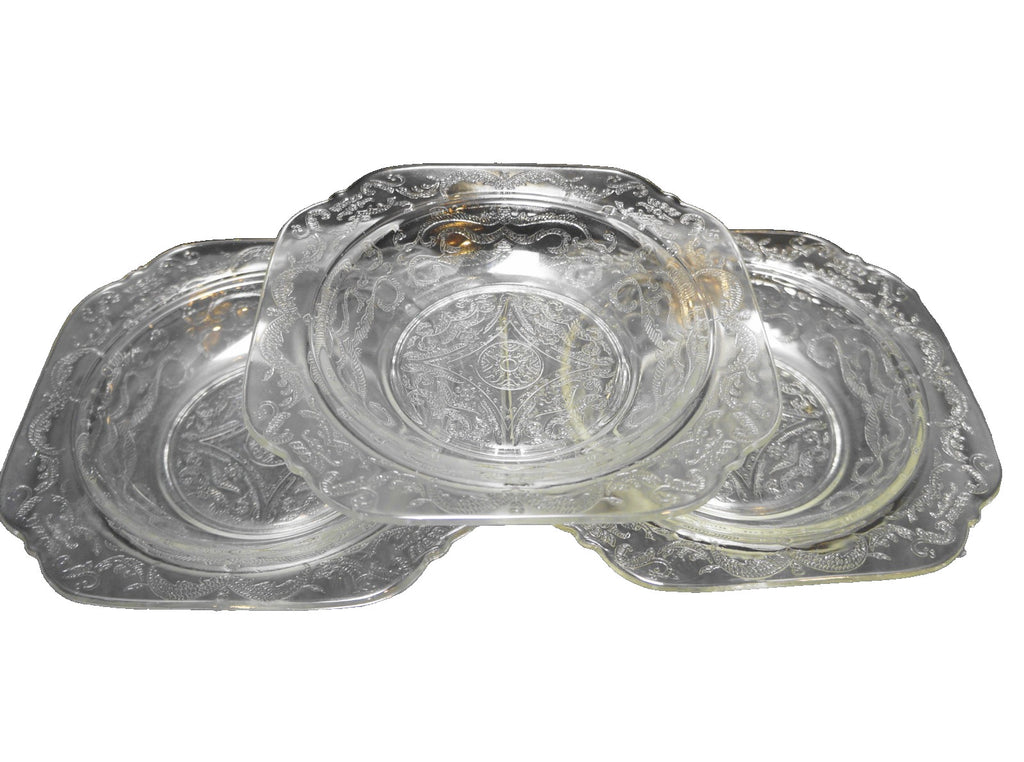 Indiana Glass Recollection Clear Square Butter Bases Set of 3
