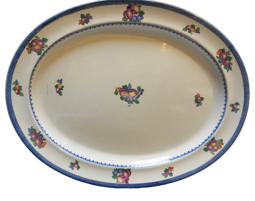 Booth's England T. Goode & Co London Blue Trim Fruit Pattern Large Platter 16"