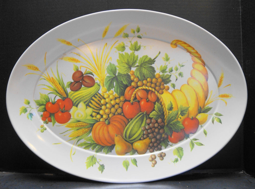 Brookpark Fall Platter Melamine Melmac Fall Harvest Cornucopia 21X15 Thanksgiving