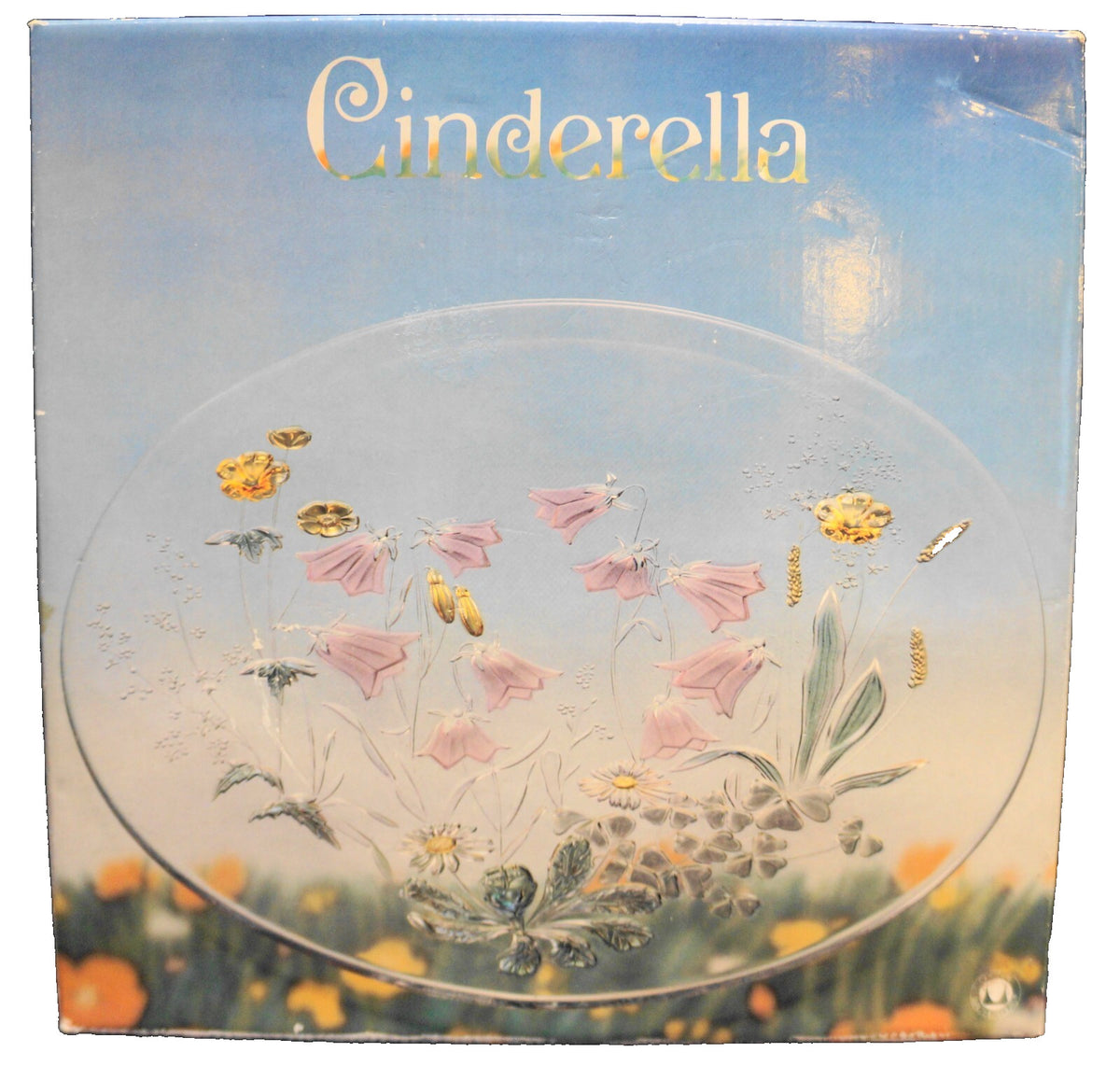 Walther Glass Studio Nova Cinderella Cake Plate Round Platter Tray In Box 13 IN