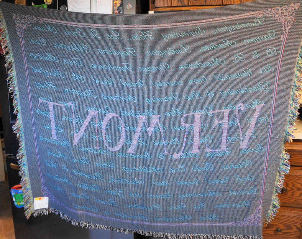 Vermont Cities Manual Wodworkers and Weavers Jacquard Throw Blanket