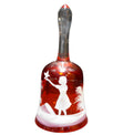 Mary Gregory Red Glass White Enamel Paint Girl With Bird Bell Clear Handle