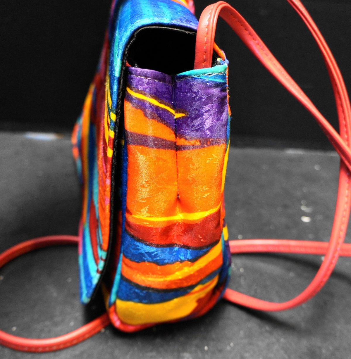 Bright Rainbow Marbled Splash Jacquard 1980s Purse