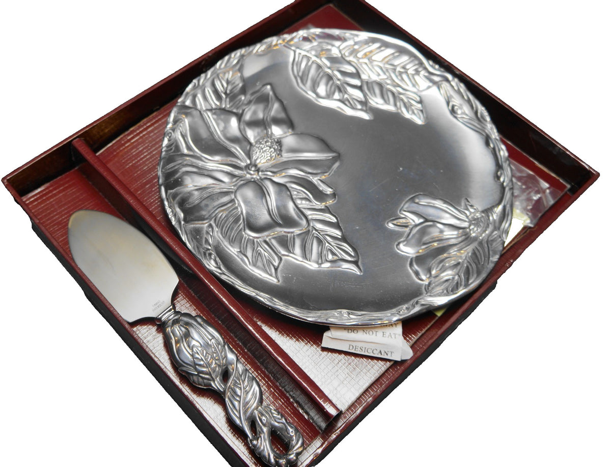 Arthur Court Magnolia Cheese Plate Server Set in Box