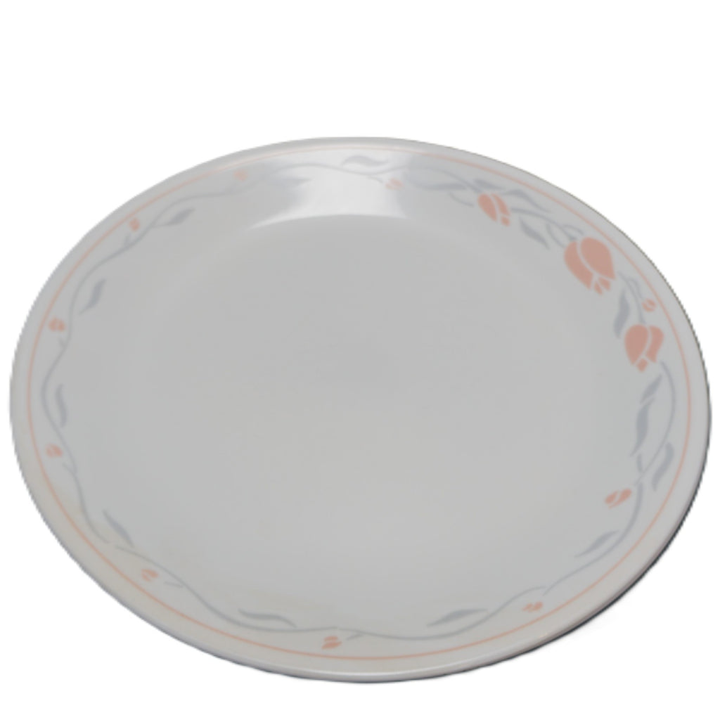 Corelle St Clair Dinner Plates Set of 3 Pink Tulips Gray Leaves