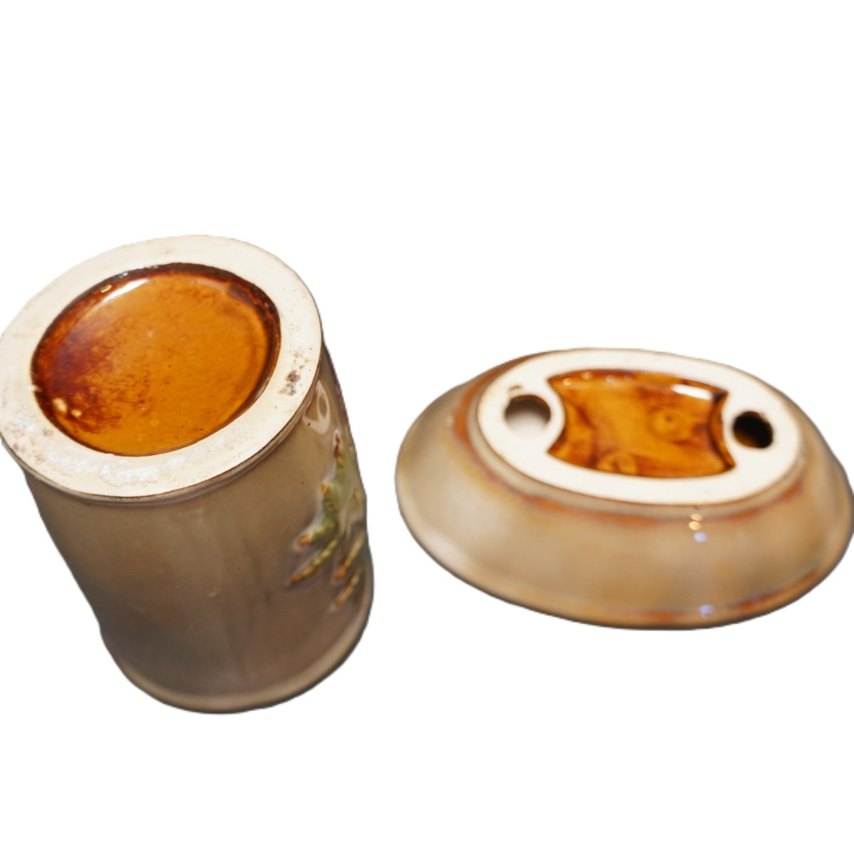Palm Tree Ceramic Bathroom Set Tumbler Soap Dish Toothbrush Holder