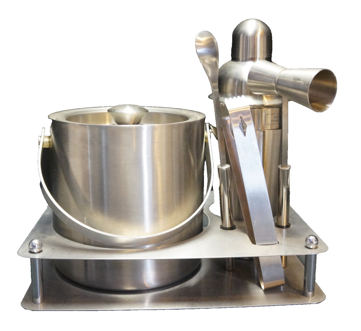 Stainless Steel Cocktail Bar Set 6 Pieces Ice Bucket Shaker Shot Tongs Tray