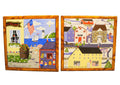 Sandi Wickersham Resnick Tiles Pair Skating Pond Down by the Sea 7 7/8 IN