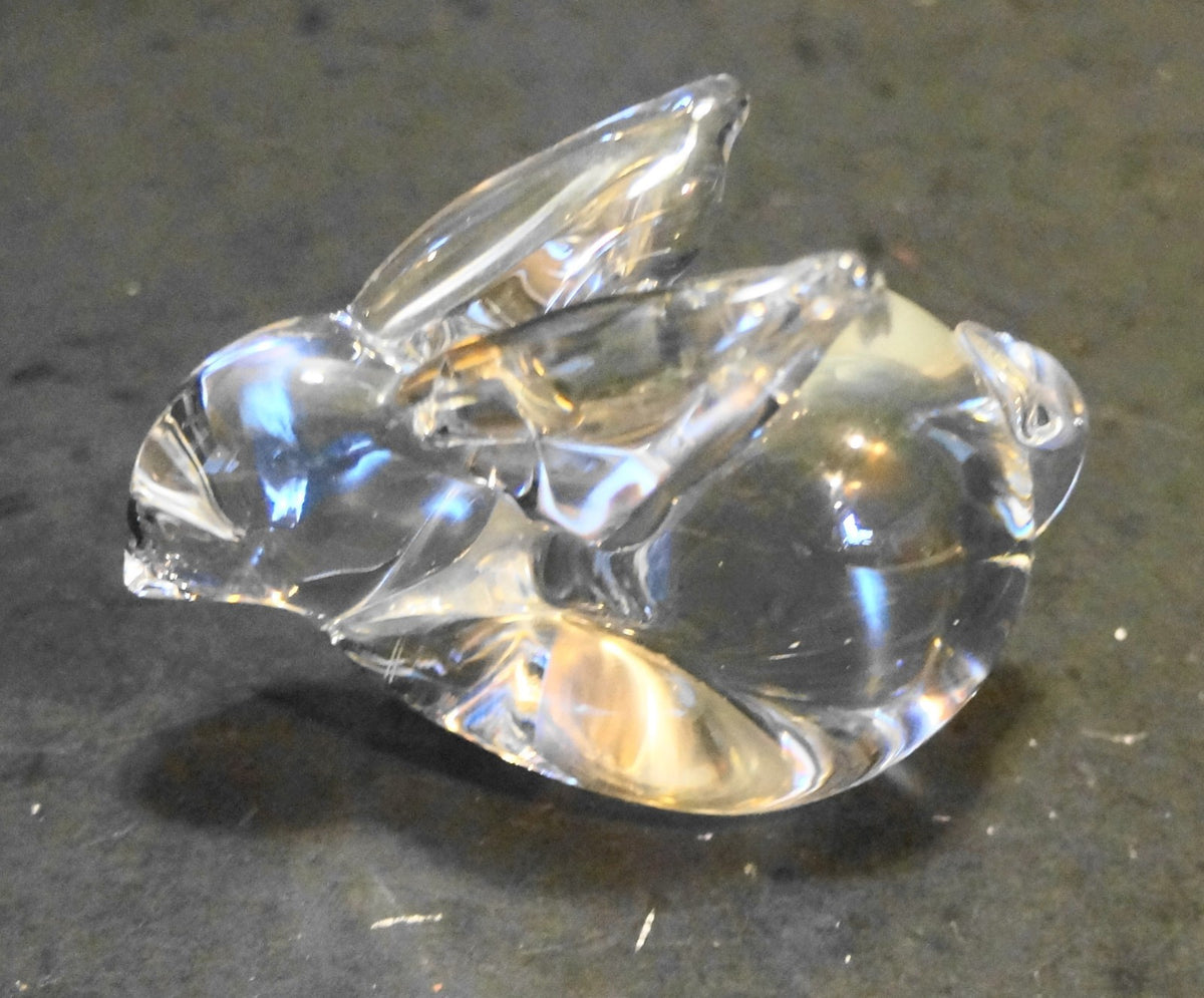 Bunny Rabbit Clear Art Glass Figurine Paperweight Unsigned