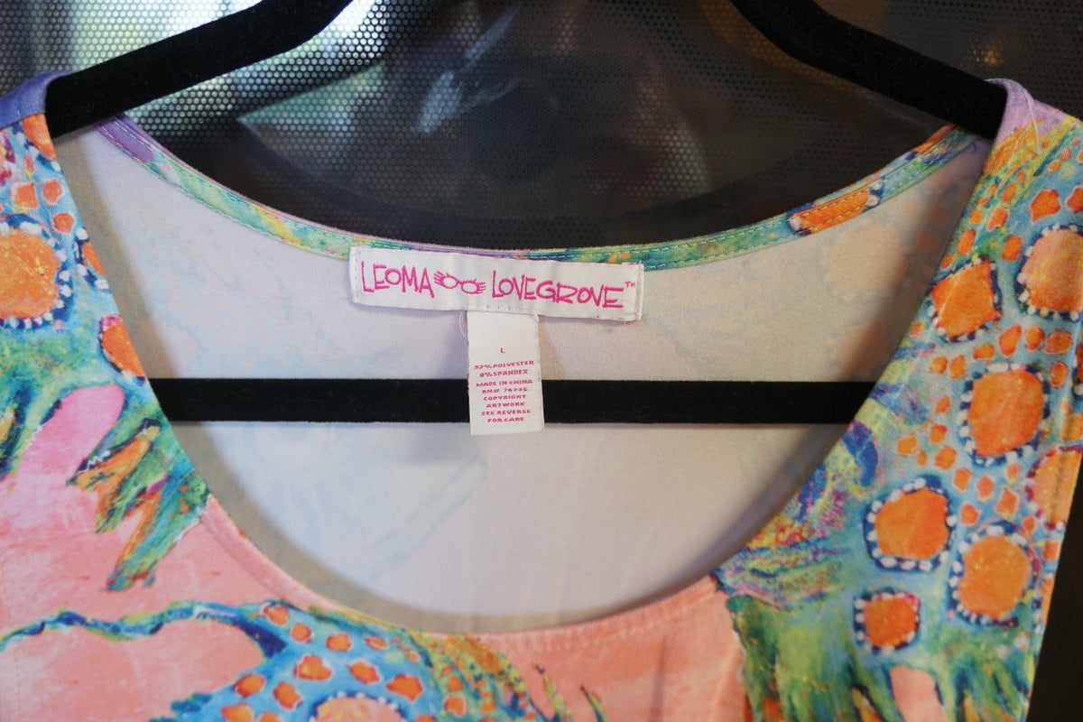 SOLD Leoma Lovegrove Tropical Fish Swing Hi/Low Hem Dress Size L