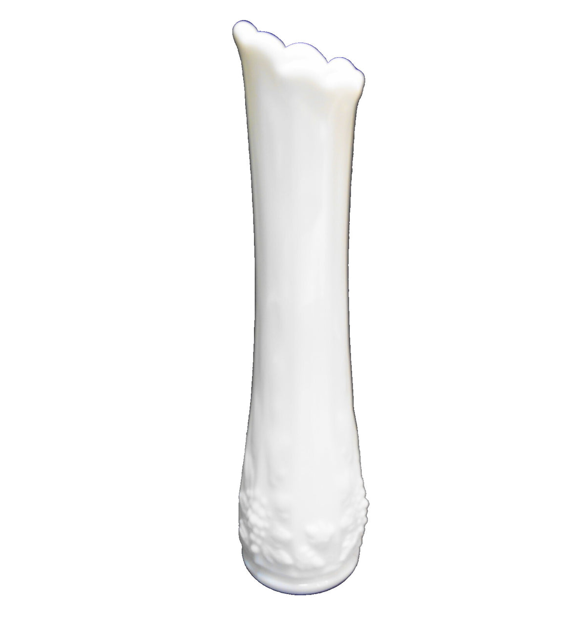 Westmoreland Paneled Grape White Milk Glass Swung Bud Vase 8 1/2 IN
