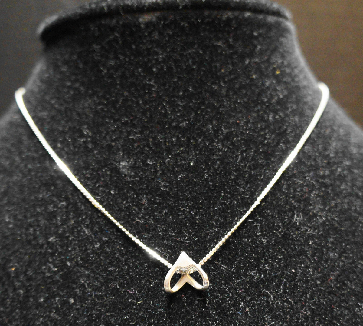Sterling Silver Necklace Heart Pendant CZ Cubic Zirconia