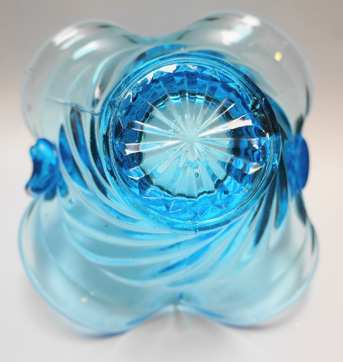 Electric Blue Swirl Art Glass Basket
