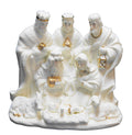 Cream Ivory Bisque Porcelain Nativity Set One Piece Figurine Hand Painted Gold