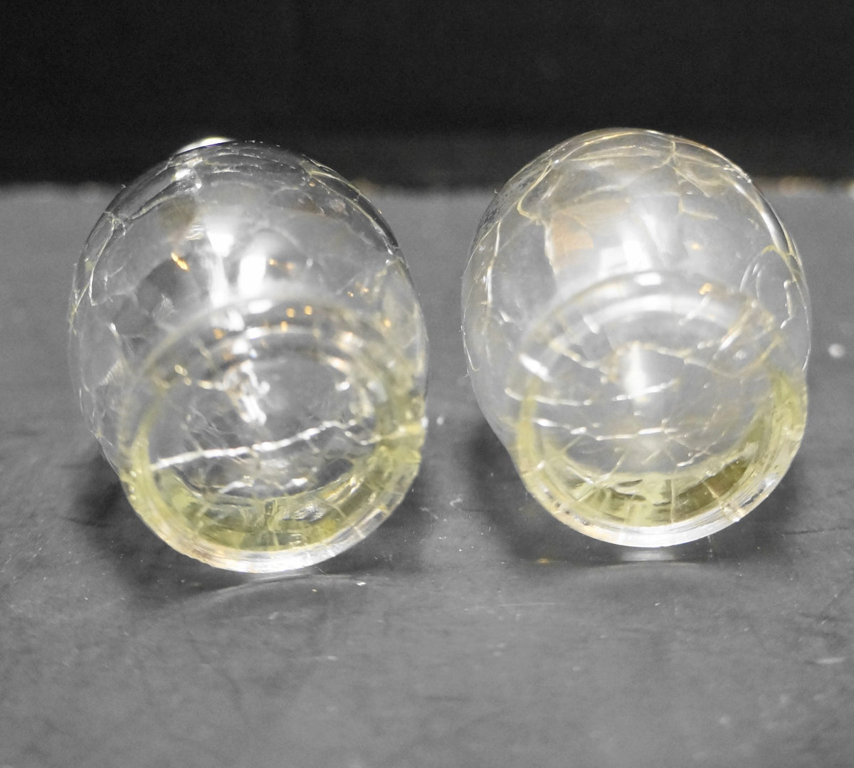 Irice Clear Crackle Glass Salt Pepper Shakers Pair