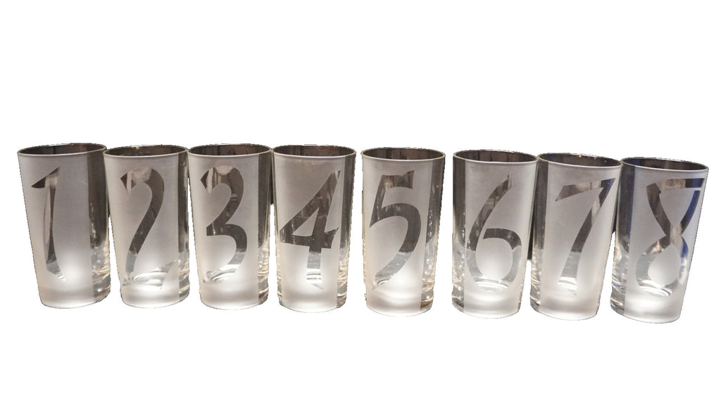 Federal Glass Drinks by Number Frosted Clear Tumblers Set of 8