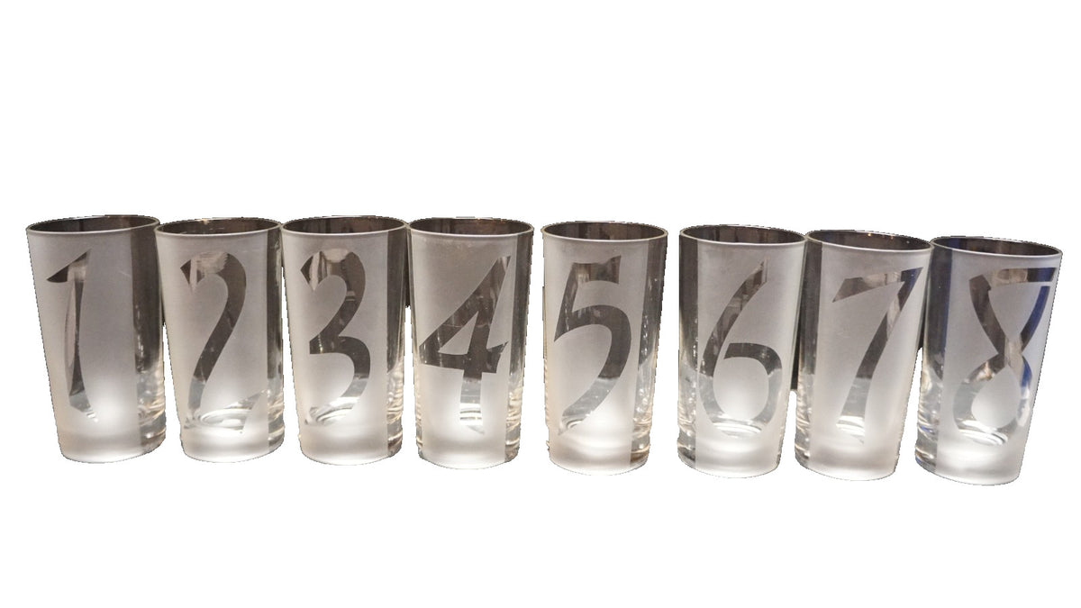 Federal Glass Drinks by Number Frosted Clear Tumblers Set of 8