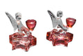 LE Smith Small Angel Candle Holders Star Base Crystal Ruby Flashed Pair