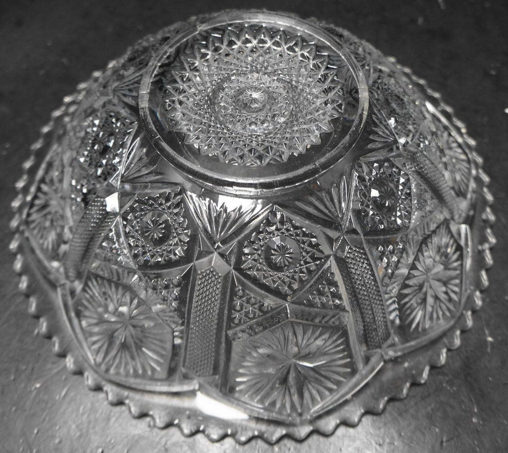 Imperial Star and File Clear Glass EAPG Serving Bowl 8 3/4"
