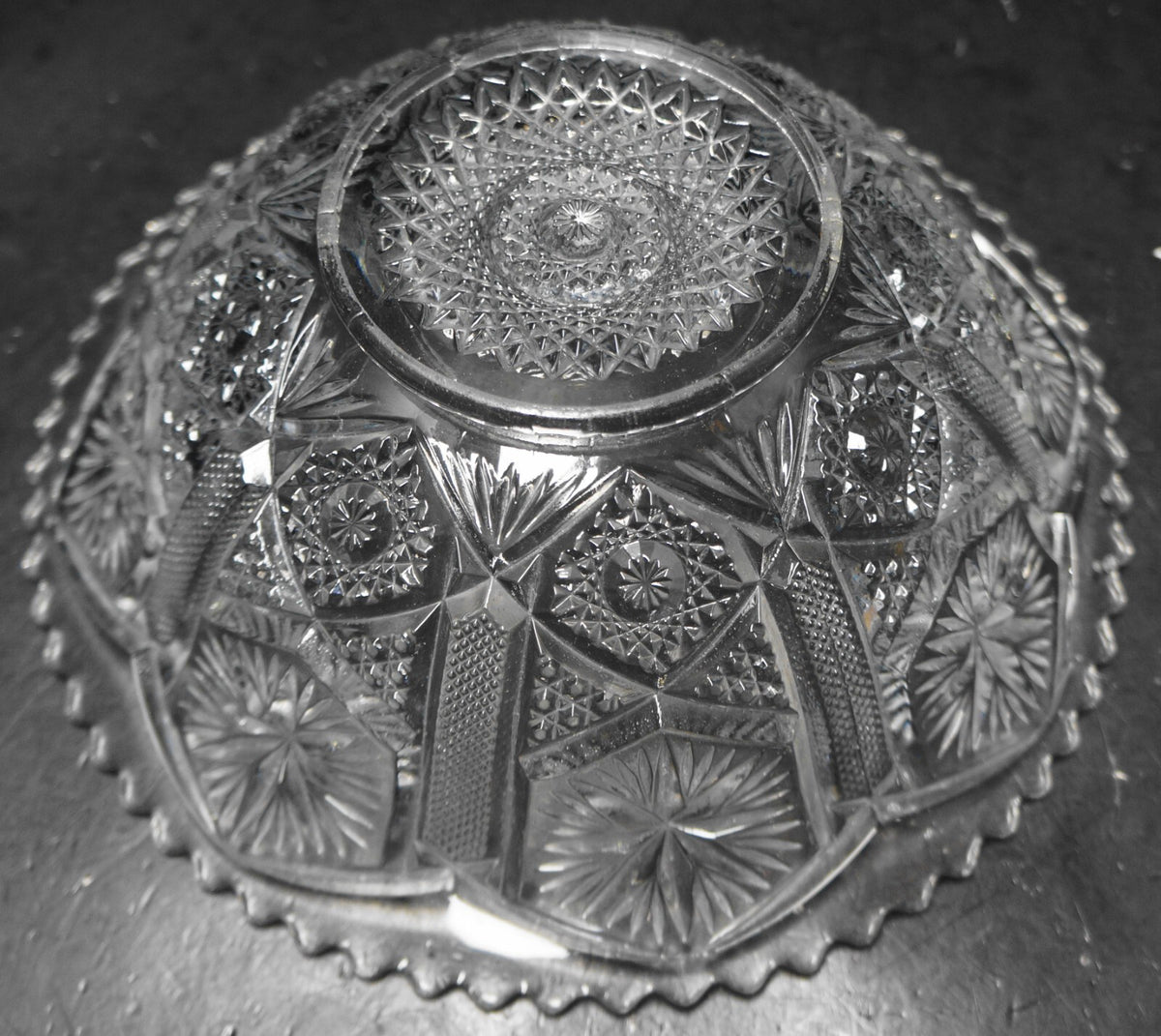 Imperial Star and File Clear Glass EAPG Serving Bowl 8 3/4"