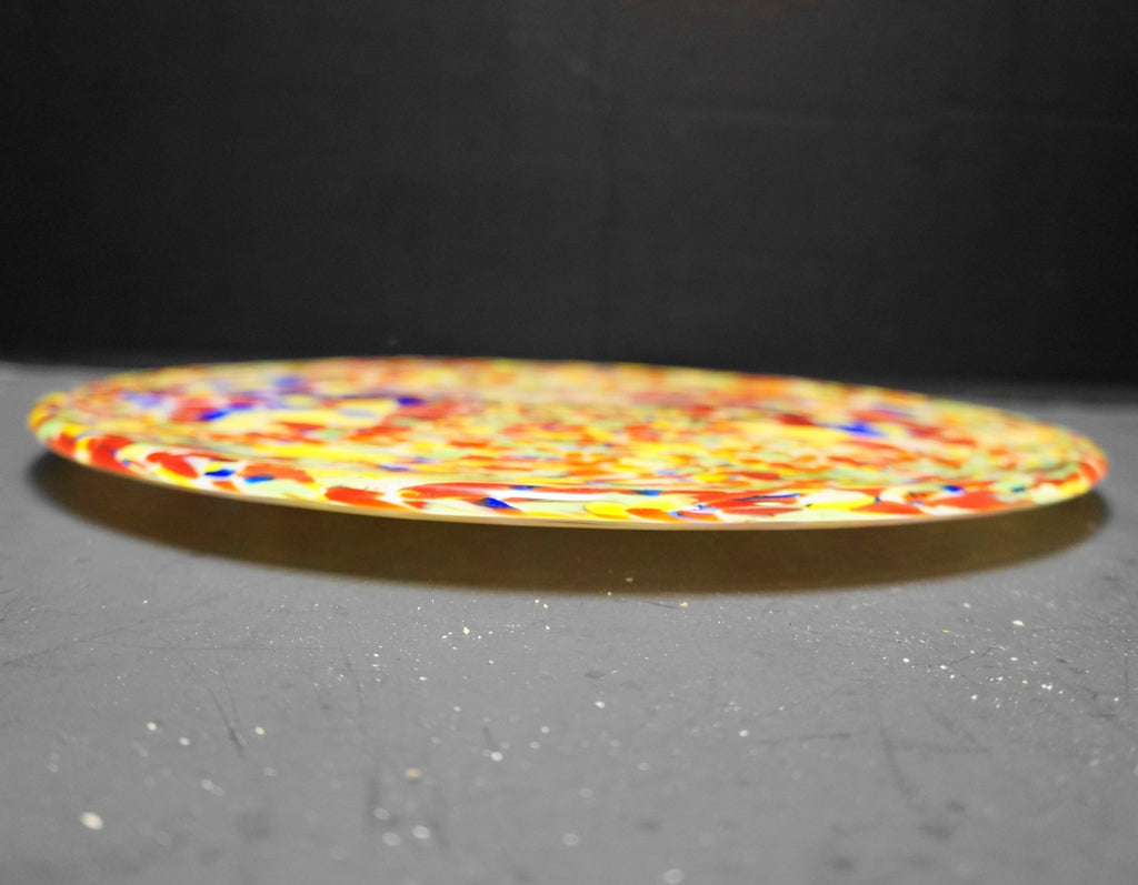 Confetti Spatter Art Glass Round Tray Platter Plate 12"
