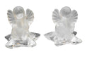 Crystal Frosted Glass Angel Star Pillow Candle Holders Pair