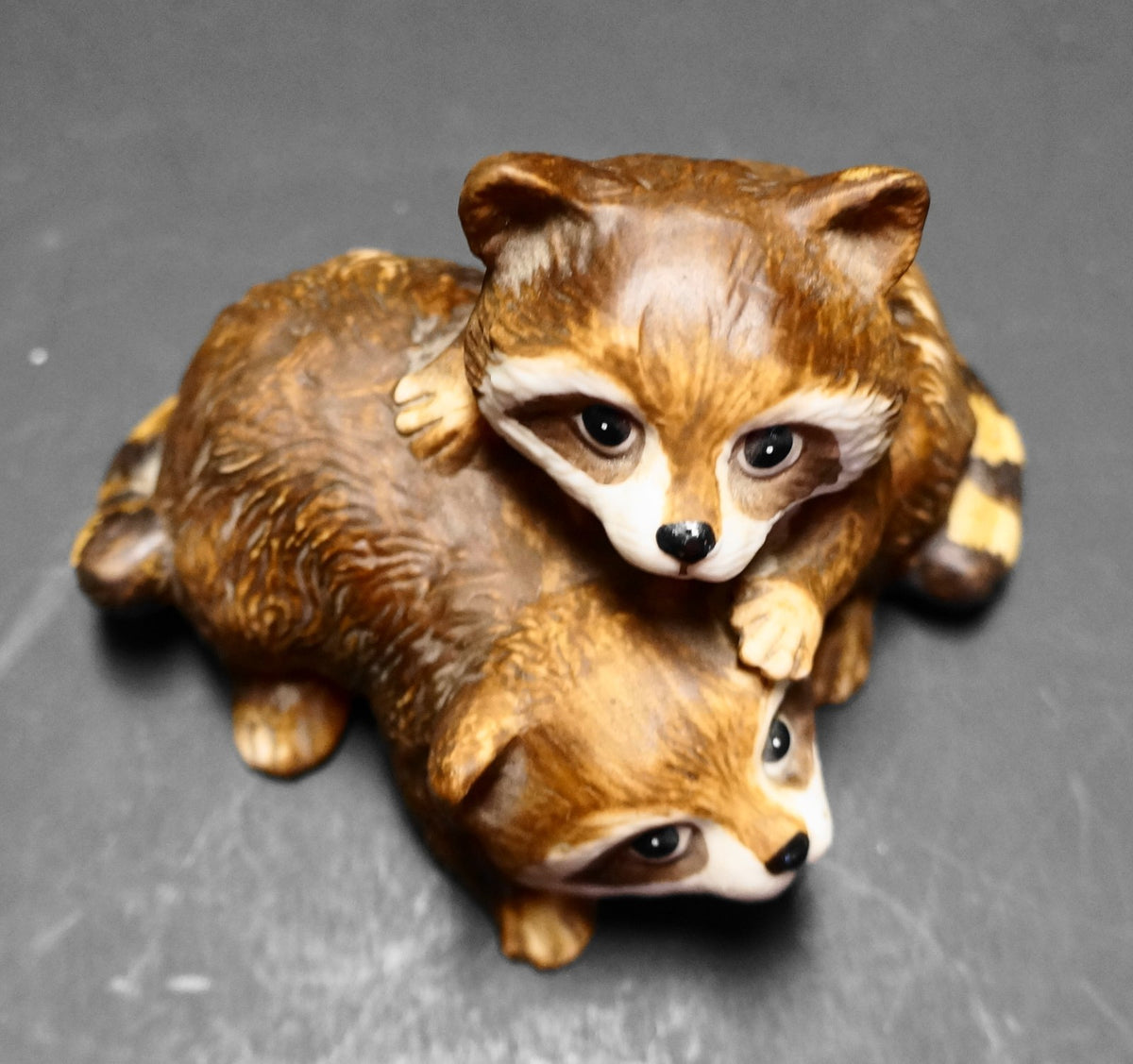 Homco Baby Raccoons Figurine Porcelain 1985 1454