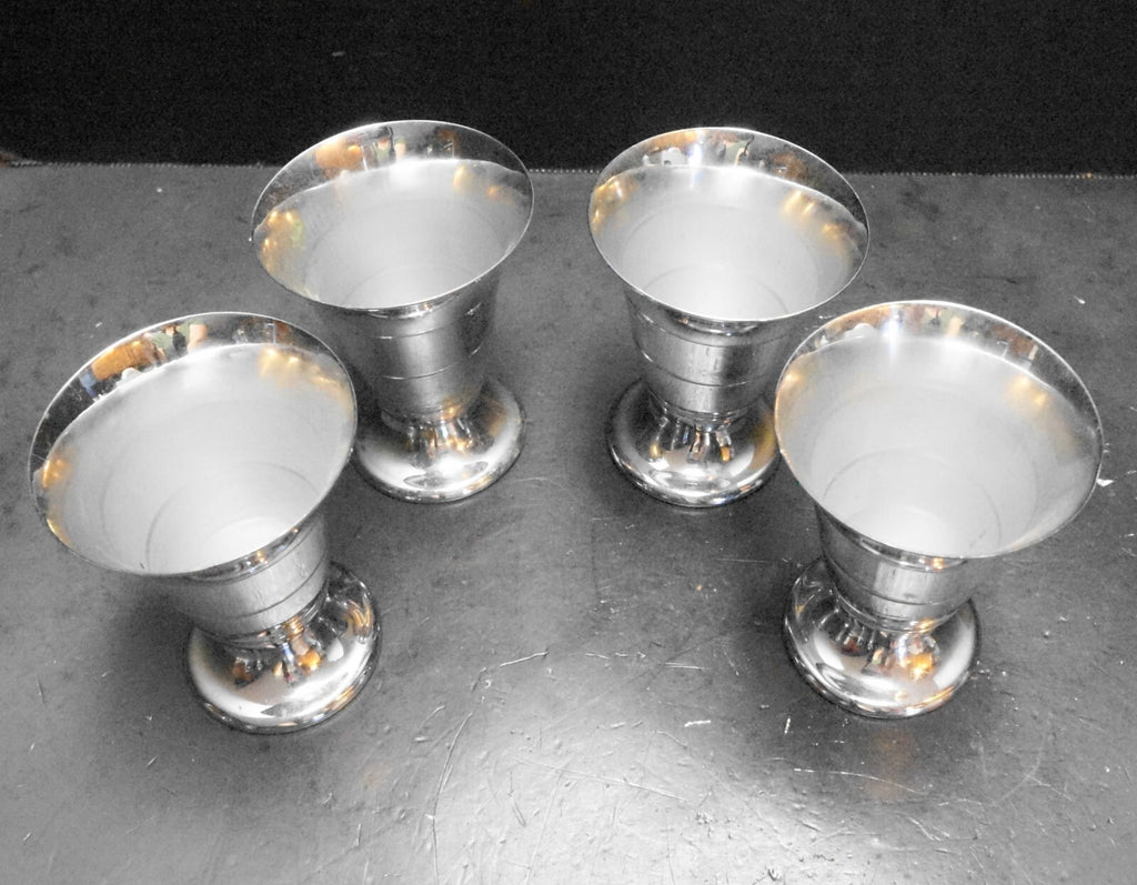 Chrome Footed Cordials Set of 4 3 1/2 IN Unsigned