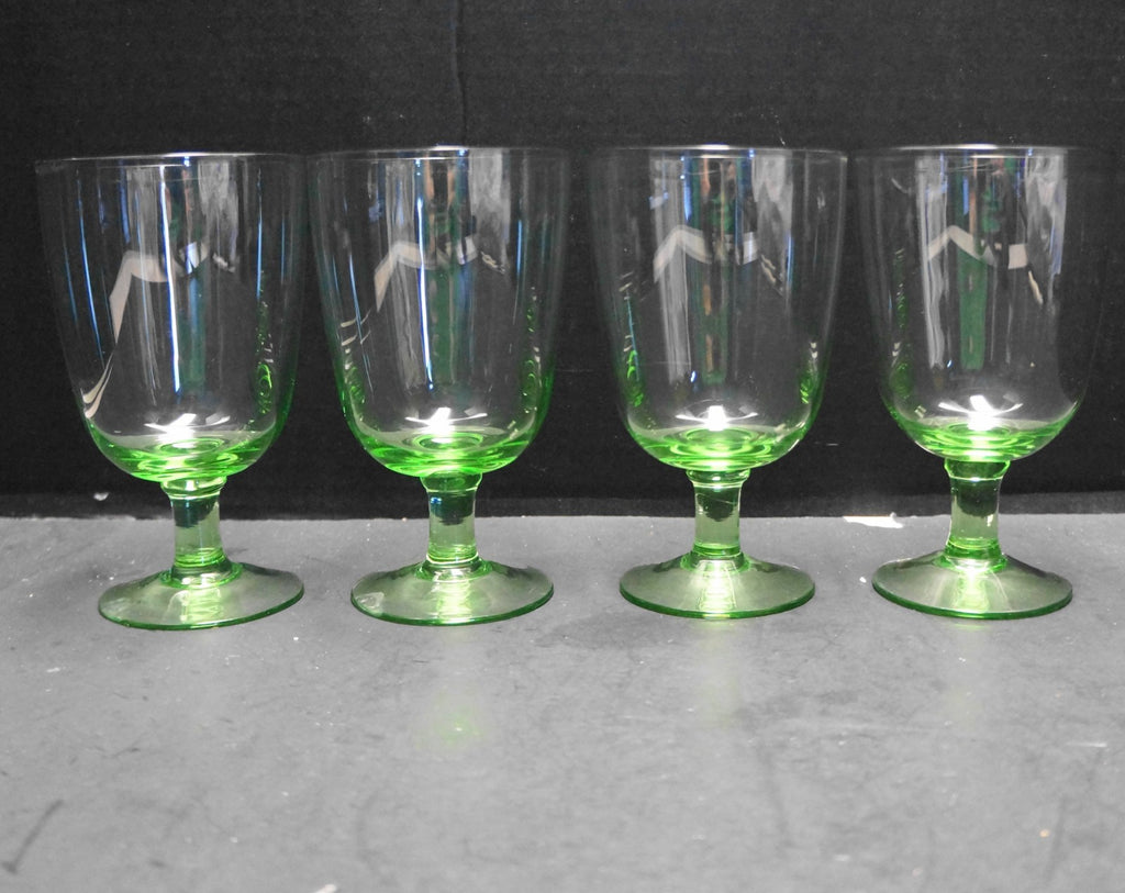 Martha Stewart Farmhouse Green Glass Water Goblets Set of 4