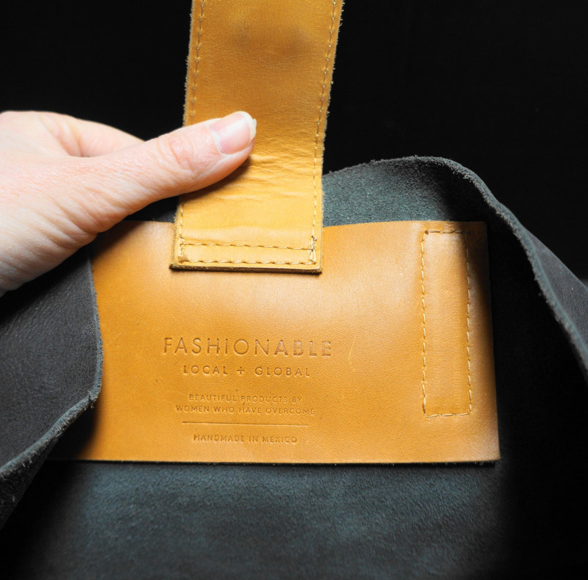 Able Abera Black Cognac Leather Crossbody Tote Purse Made in Mexico