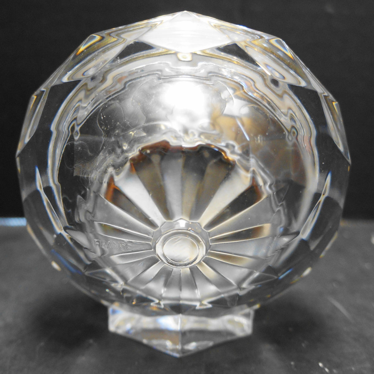 Crystal d'Arques Lead Crystal Faceted Round Desk Clock Staiger Germany
