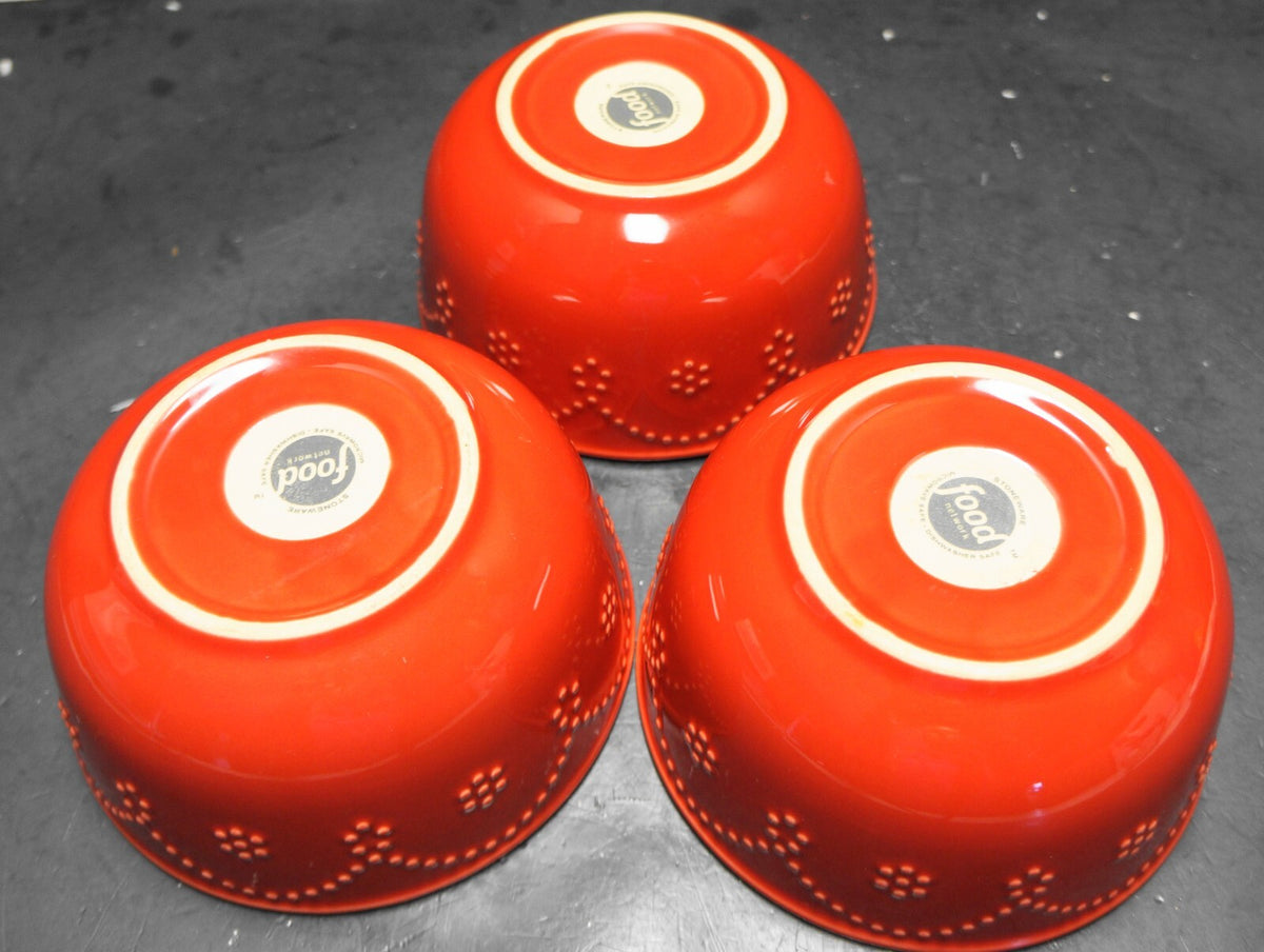 Food Network Fontinella Red Cereal Bowls Set of 3  5 3/4 IN
