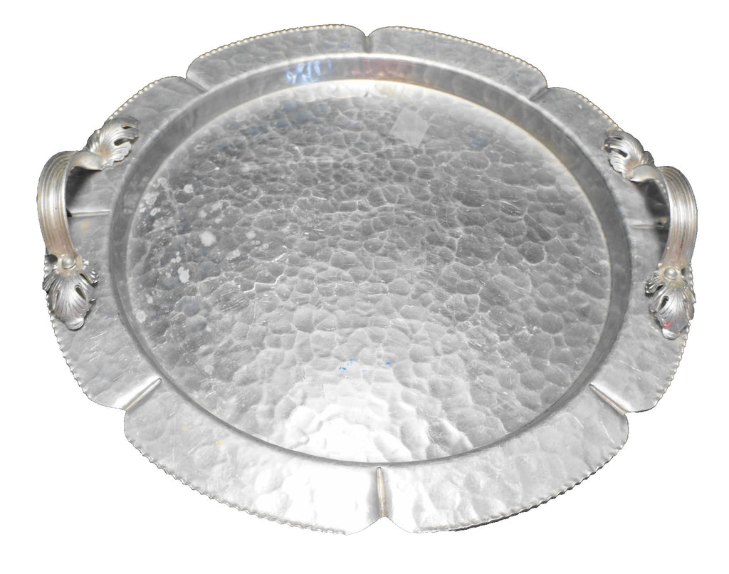 Continental Silverlook Hand Wrought Aluminum Round Handled Tray