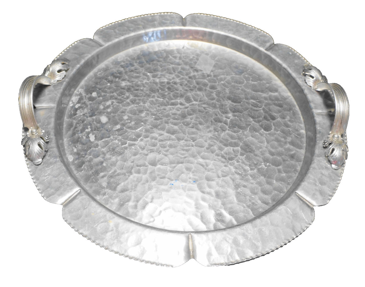 Continental Silverlook Hand Wrought Aluminum Round Handled Tray