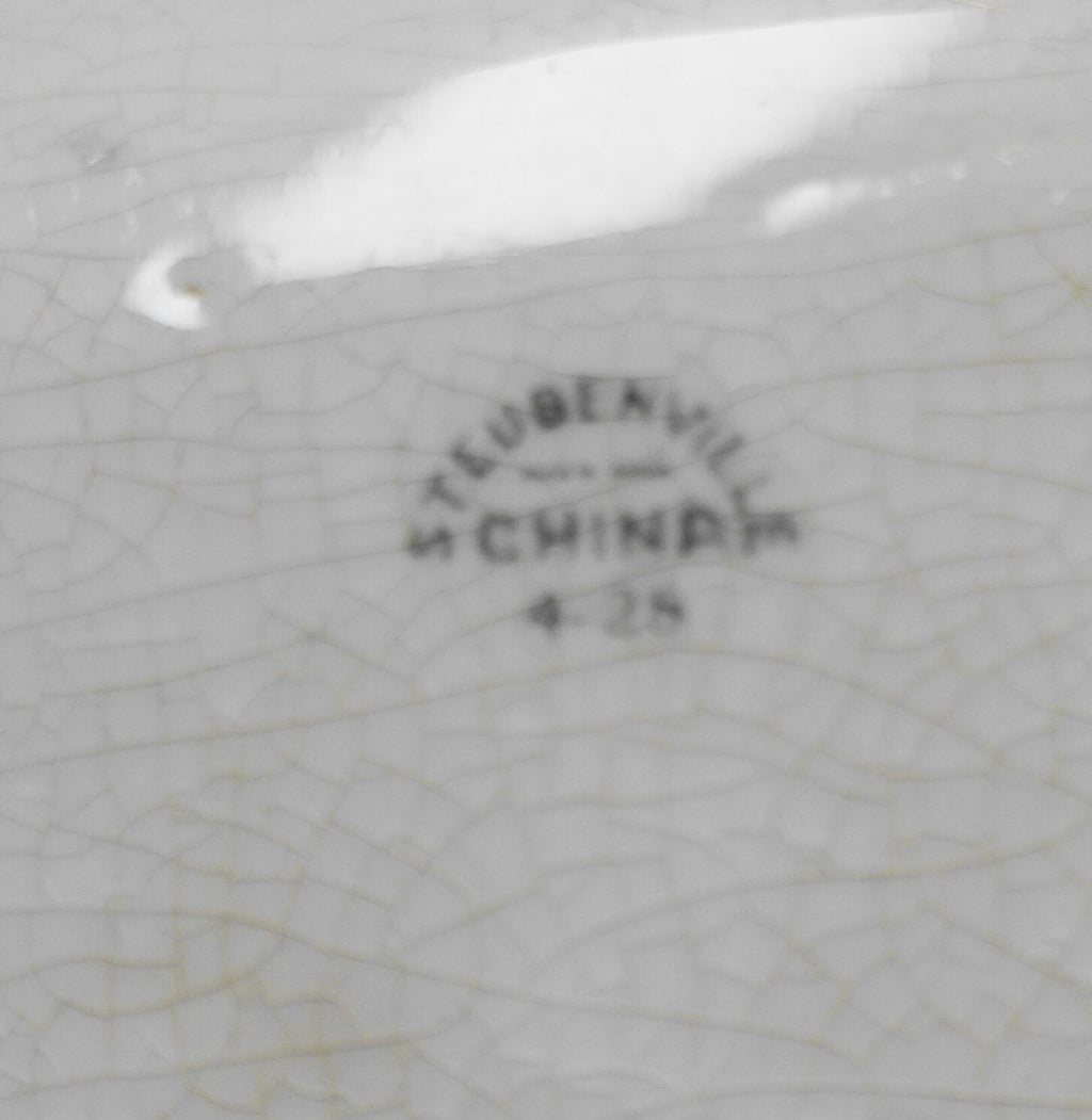 Steubenville China Oval Platter Duchess of Devonshire Decal Orange Rim