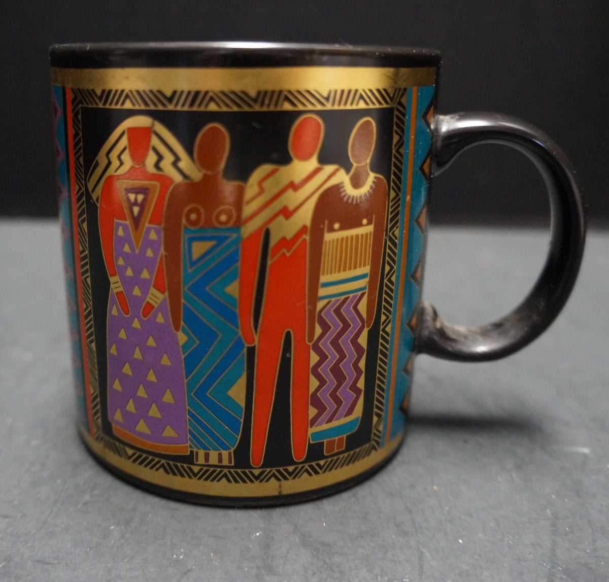 Laurel Burch Tribal Spirit 1988 Mug Black Gold