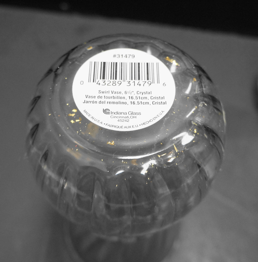Indiana Glass Illusions Clear Spiral Optic Small Vases Pair