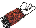Lancome Dark Red Black Beaded Fringe Evening Bag Vintage