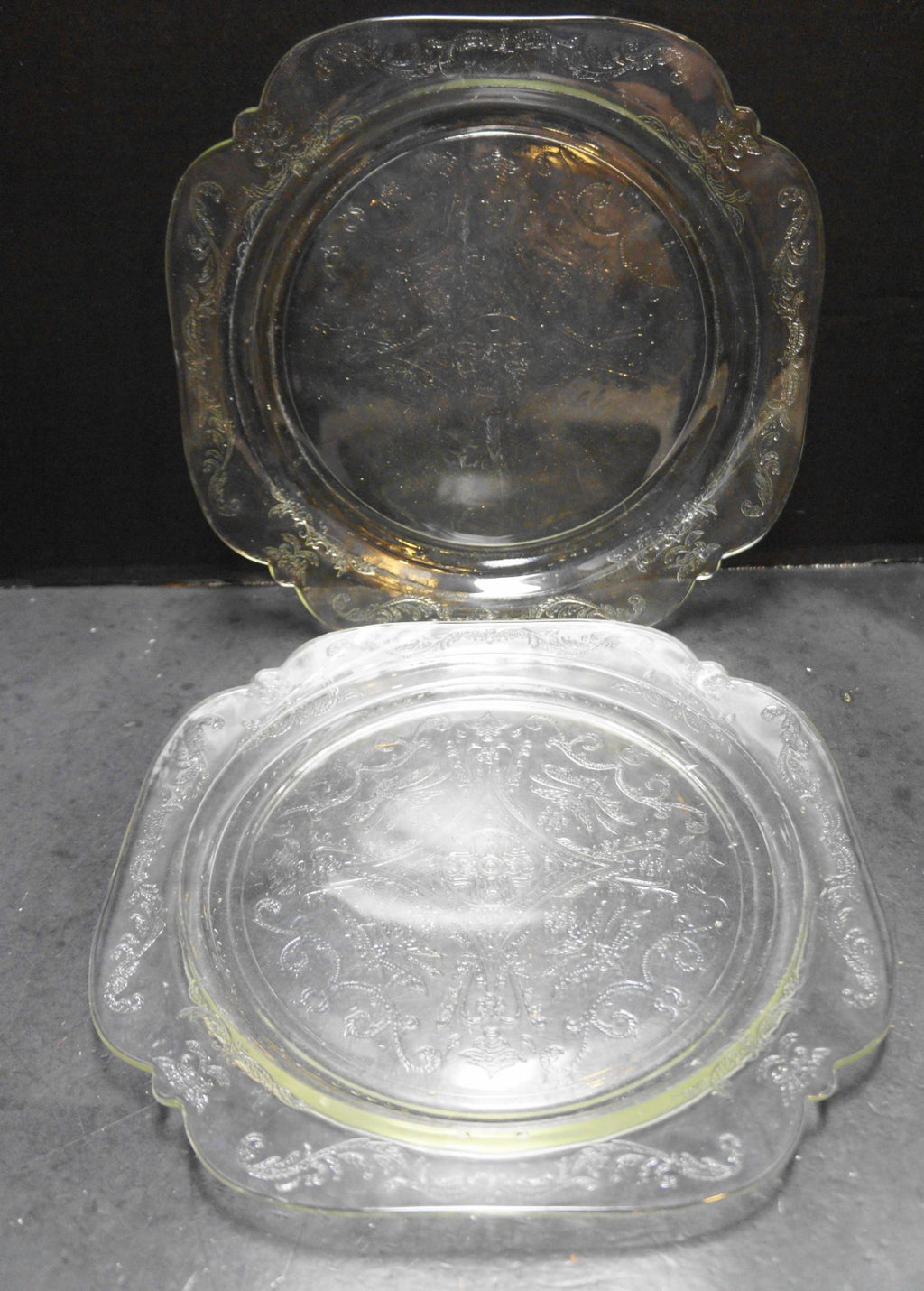 Indiana Glass Recollection Clear Square Dinner Plates Pair