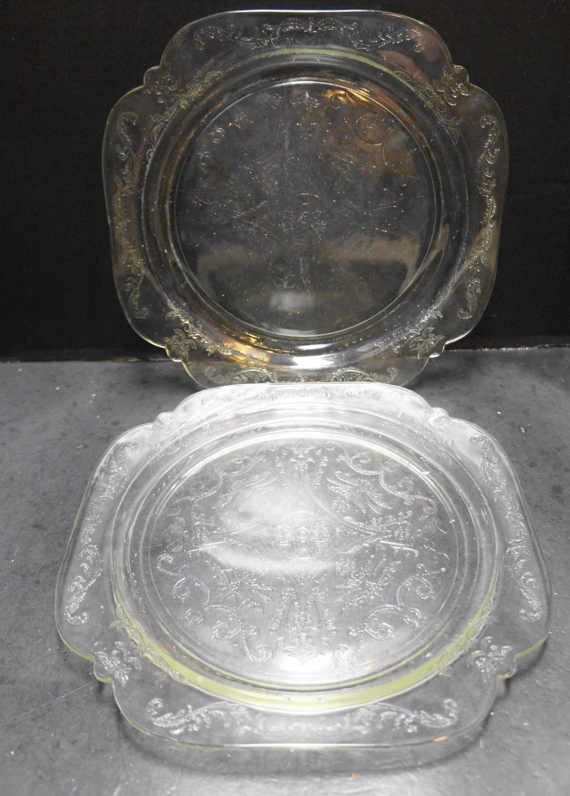 Indiana Glass Recollection Clear Square Dinner Plates Pair