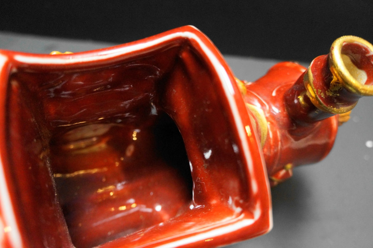 Brick Red Ceramic Christmas Train Planter