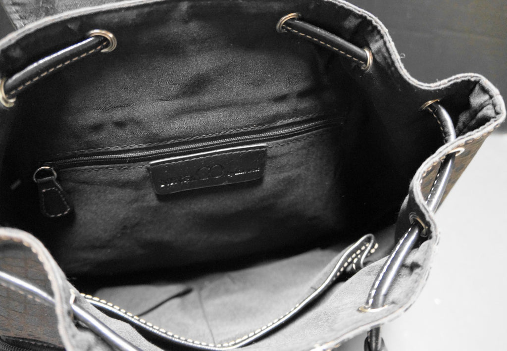 Nine & Co Black Jacquard Backpack Purse