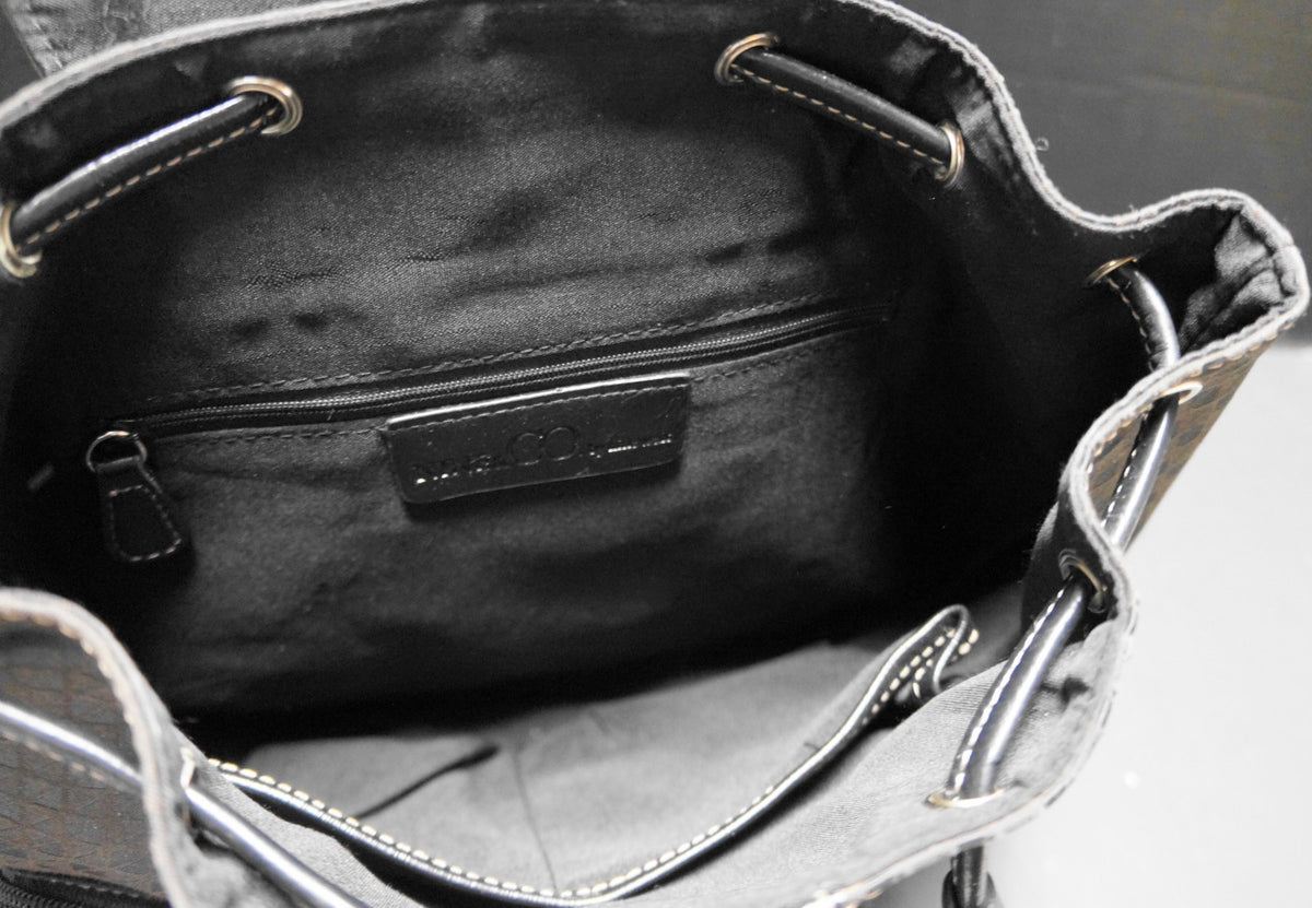 Nine & Co Black Jacquard Backpack Purse