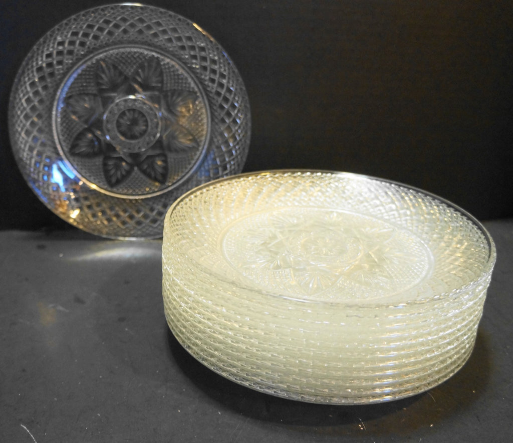 Durand Antique Clear Luncheon Salad Plates Set of 12 Cristal d'Arques France