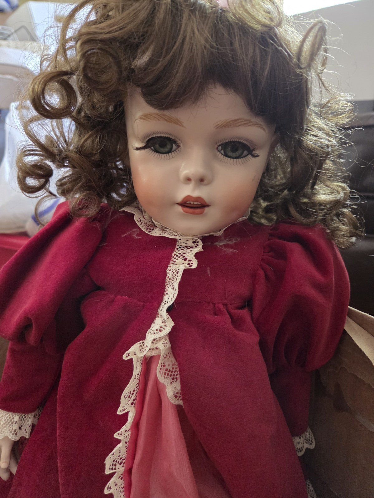 Reproduction Simon & Halbig Head All Bisque Doll 1980s Signed Ruth 22"