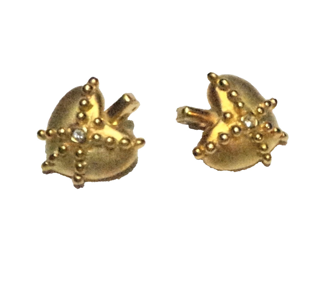 Brushed Gold Tone Hearts Clear Crystal Pendants