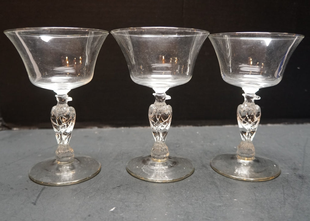 Libbey Liberty Bell Eagle Stem Champagnes Tall Sherbets Set of 3