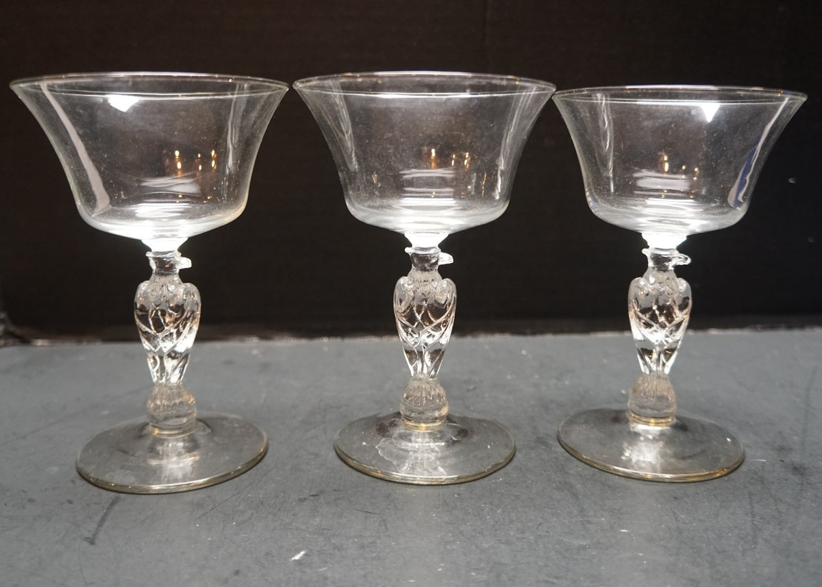 Libbey Liberty Bell Eagle Stem Champagnes Tall Sherbets Set of 3