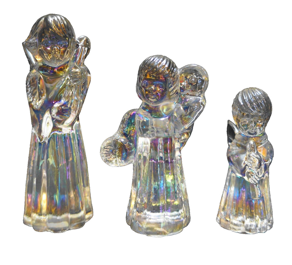 SIlvestri Iridescent Glass Angels Musical Instruments Trio Figurines Tawian